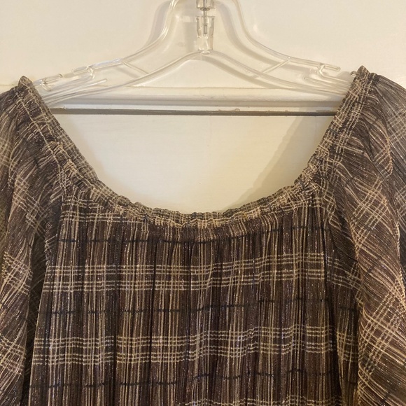 Knox Rose Women's Sz M Shimmery Black Gold Long Sleeve Maxi Dress Holiday Party - Picture 6 of 15